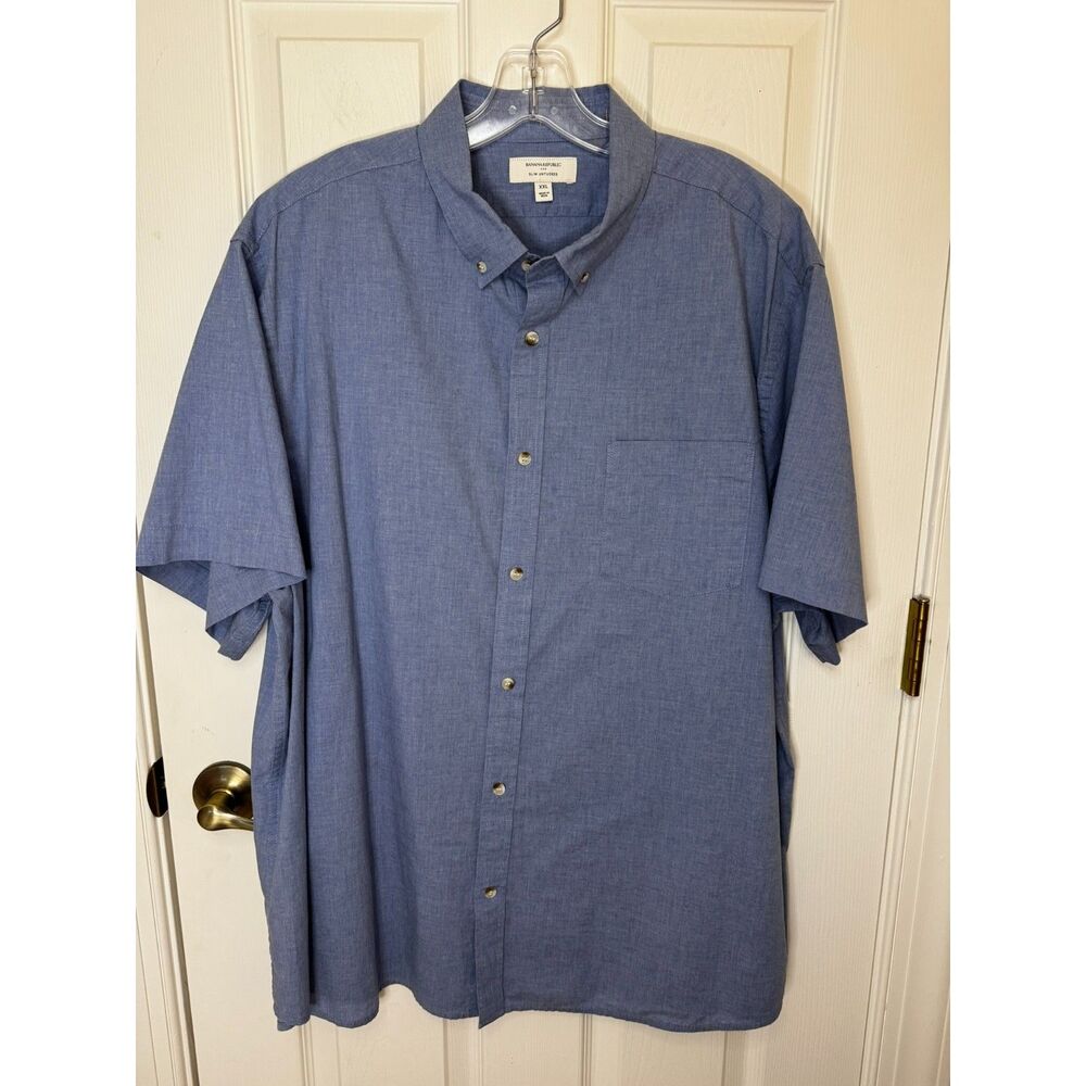 Chambray XXL Slim-Fit Untucked Short Sleeve Shirt Banana Republic
